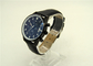 Japan Quartz movement 40MM black leather strap watches with brass