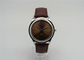 Genuine leather Brown Brass Wrist Watch IPS plating , mens luxury watches