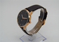 Analog Quartz Brass Wrist Watch with date Genuine leather IP rose gold plating