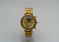 18K Gold Gent Brass Wrist Watch Analog Quartz Movement with shining stones