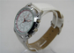 White Round Gent Analog Wrist Watch Japan With Movement 3 crowns